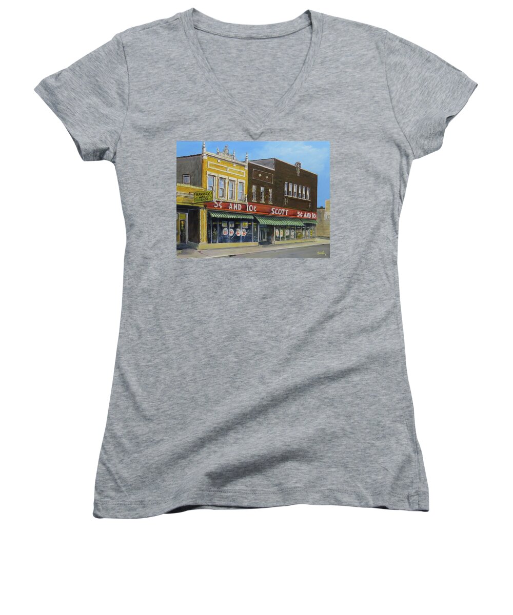 Harvey Illinois Women's V-Neck featuring the painting Stand Again by William Brody