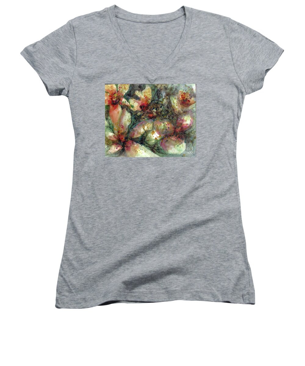 #creativemother Women's V-Neck featuring the painting Sticky Love by Francelle Theriot