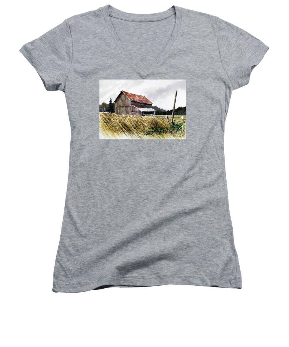 Barn Women's V-Neck featuring the painting Still Standing by William Band