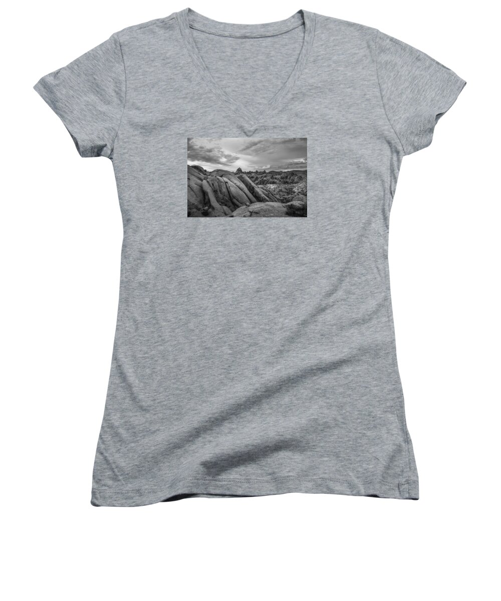Alabama Hills Women's V-Neck featuring the photograph Stormy Afternoon at Alabama Hills by Dusty Wynne