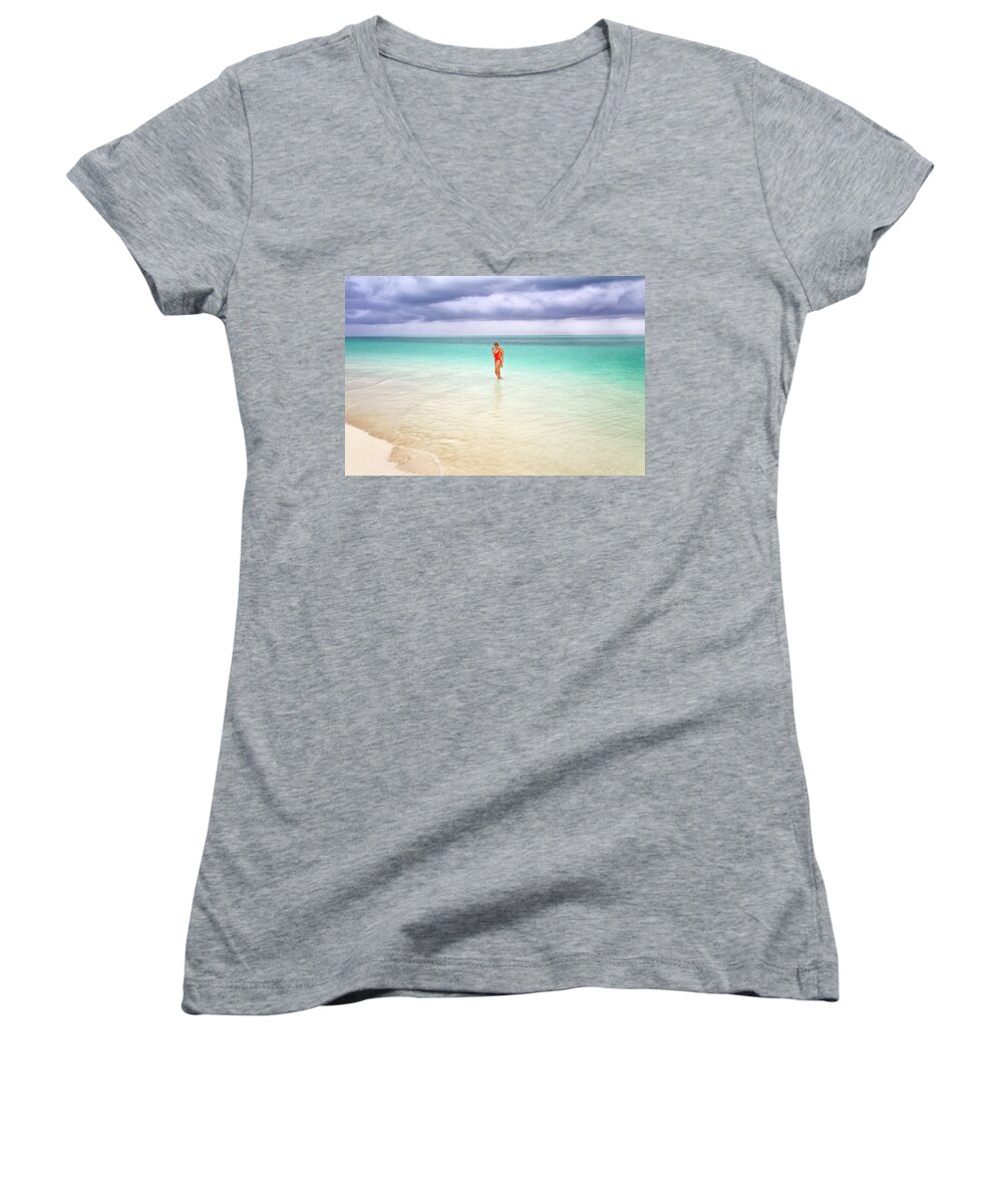 Ocean Women's V-Neck featuring the photograph Stranded by Nicki Frates