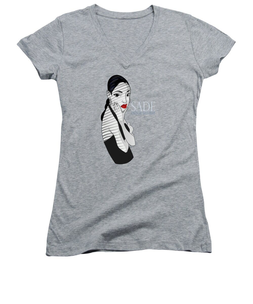 Sade Women's V-Neck featuring the digital art Stronger Than Pride by Nelson Dedos Garcia