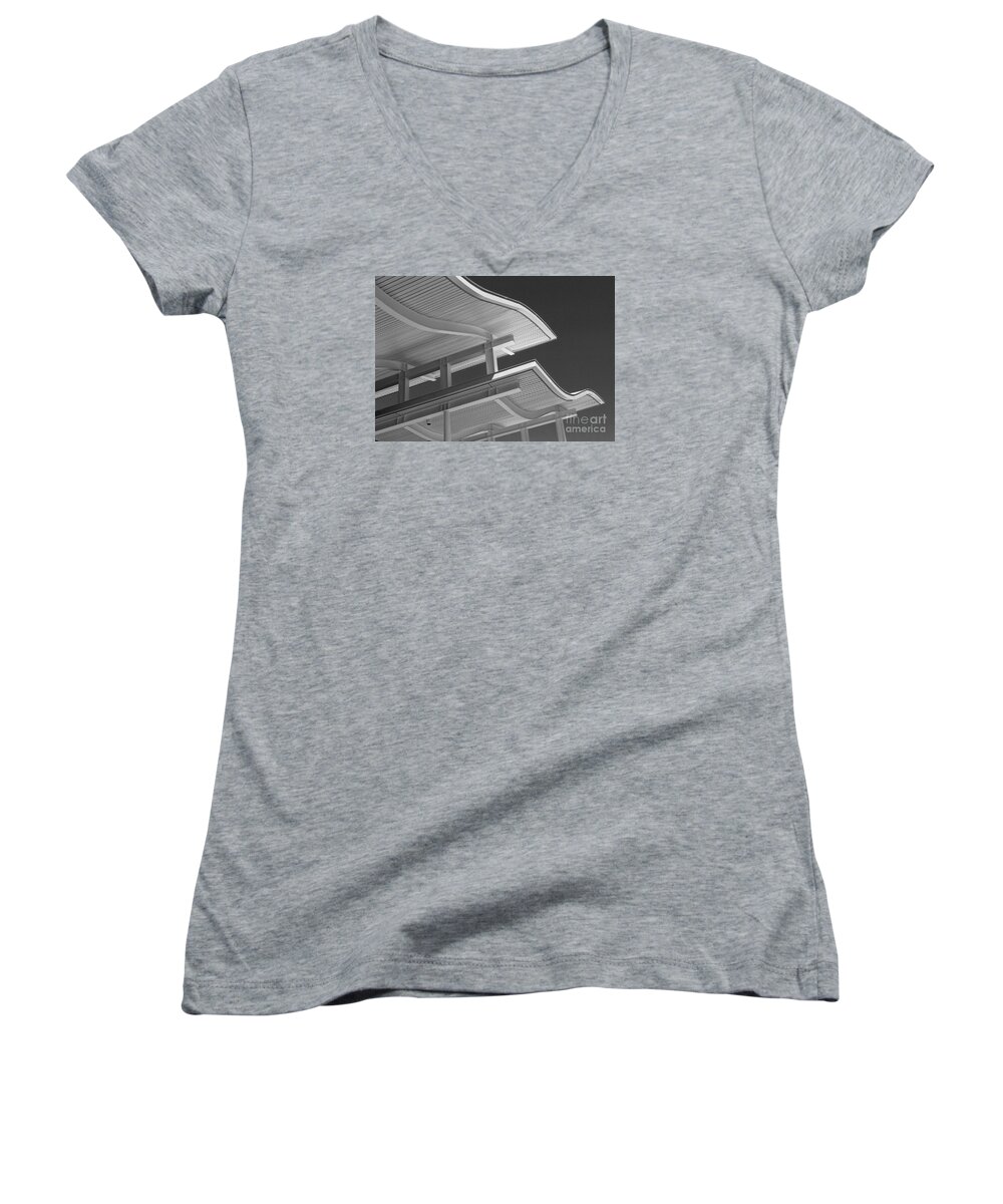 Structure Women's V-Neck featuring the photograph Structure Abstract 6 by Cheryl Del Toro