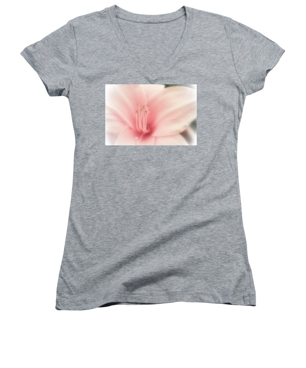 Flower Women's V-Neck featuring the photograph Subtle and Pink by Jason Moynihan