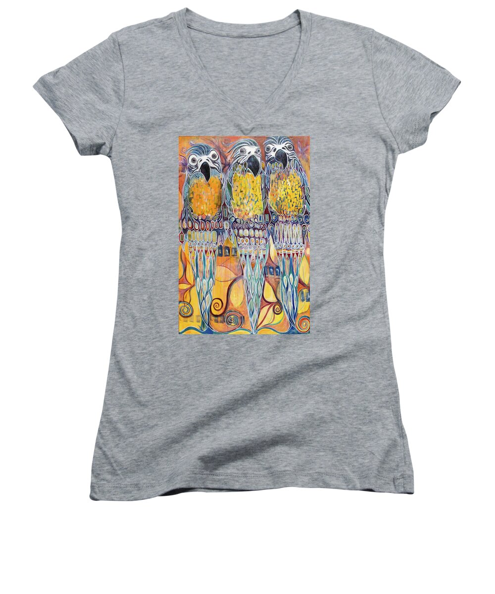 Finalselection Women's V-Neck featuring the painting Subtle Harmony by Leela Payne