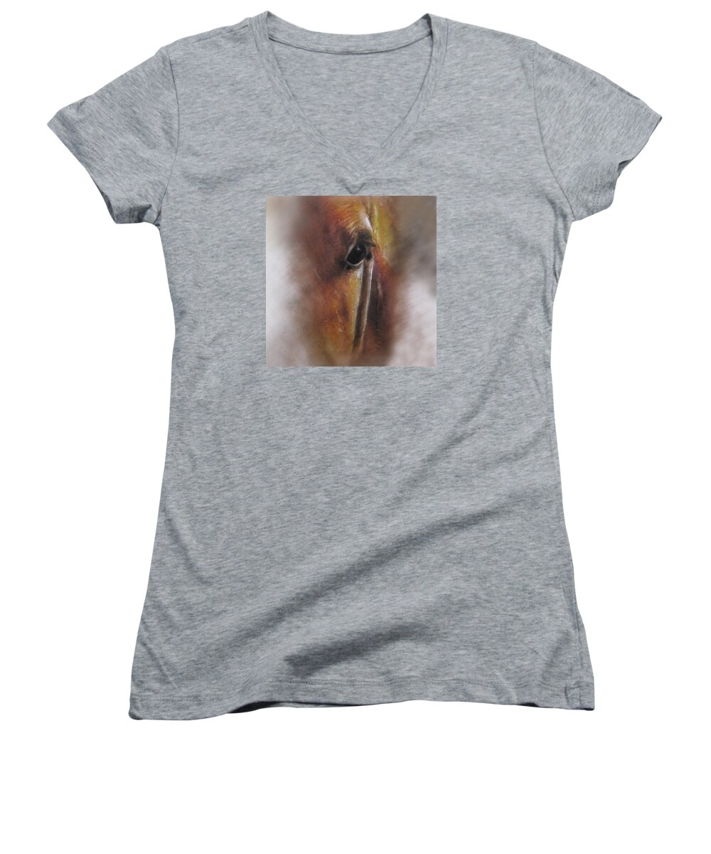Canvas Prints Women's V-Neck featuring the painting Subtle Horse by Jackie Flaten