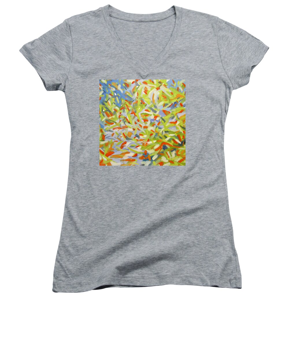 Green Women's V-Neck featuring the painting Summer Day by Steven Miller