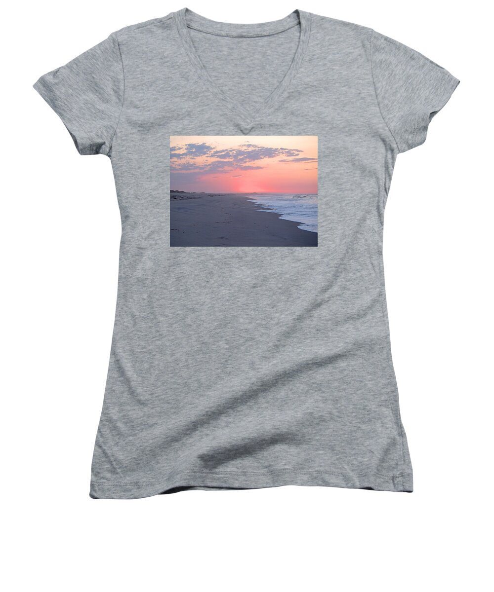 Clouds Women's V-Neck featuring the photograph Sun Brightened Clouds by Newwwman