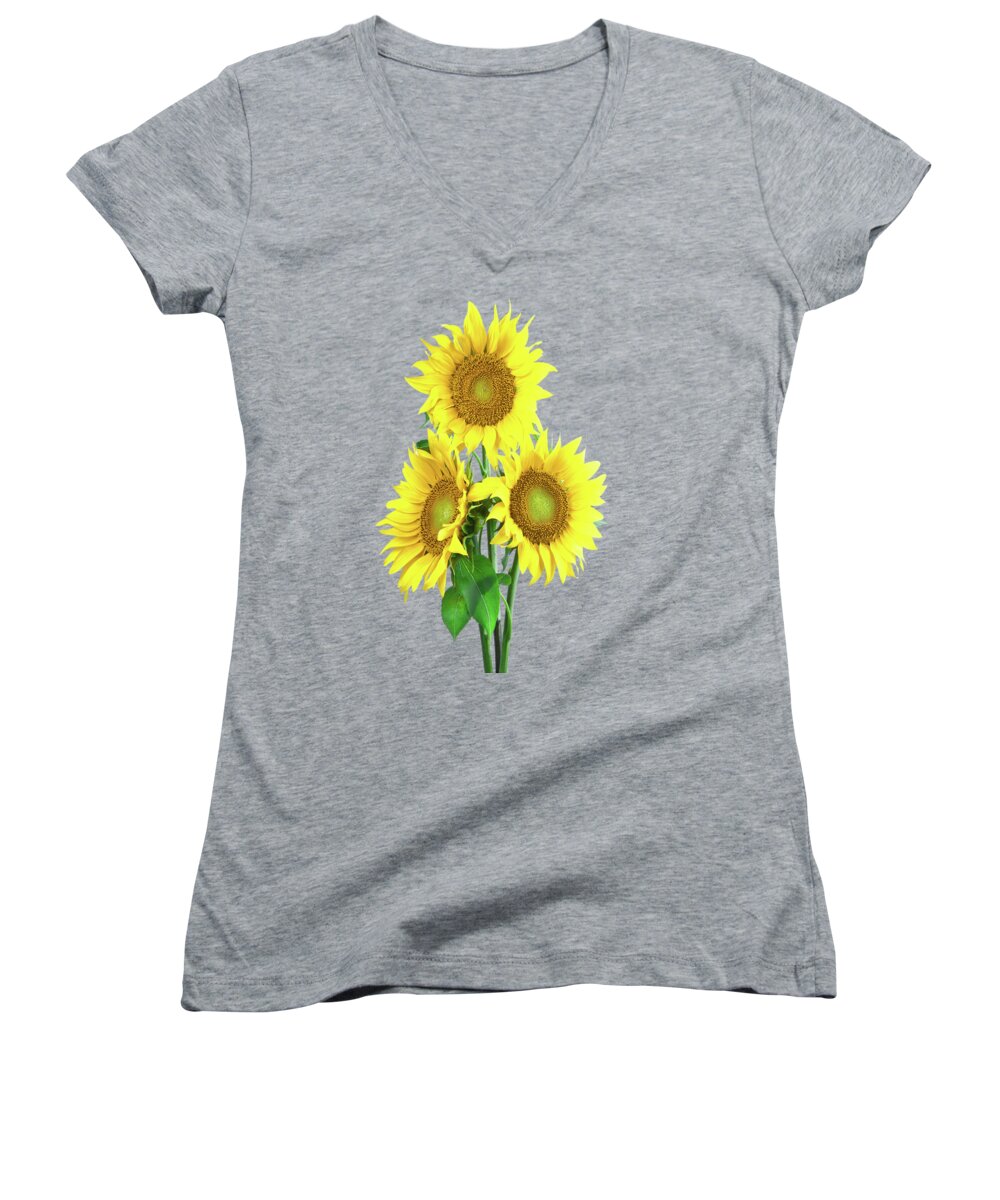 Sunflower Women's V-Neck featuring the painting Sunflower Dreaming by David Dehner