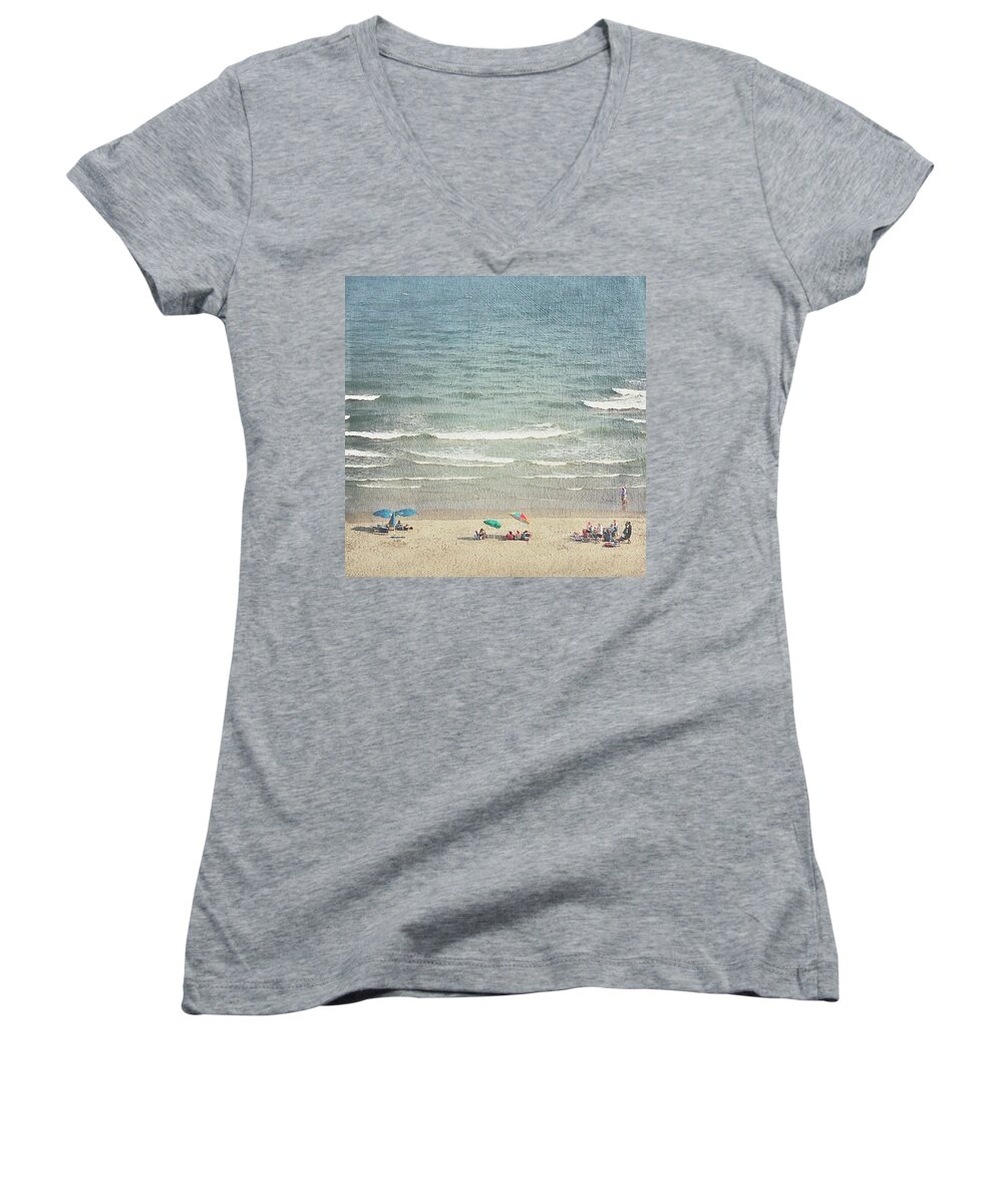 Photography Women's V-Neck featuring the photograph Sunny Day at North Myrtle Beach by Melissa D Johnston