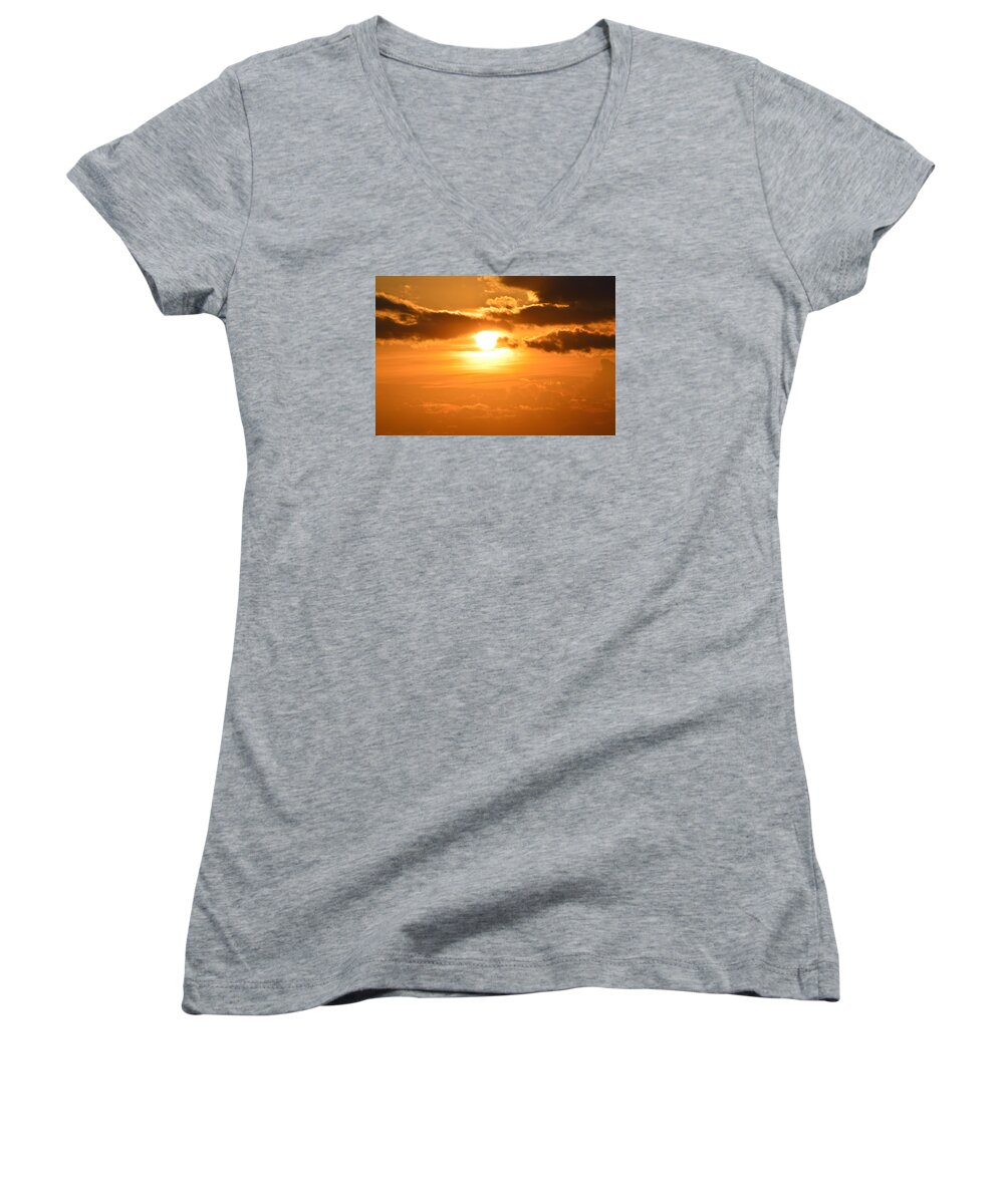 Abstract Women's V-Neck featuring the photograph Sunset In The Clouds by Lyle Crump