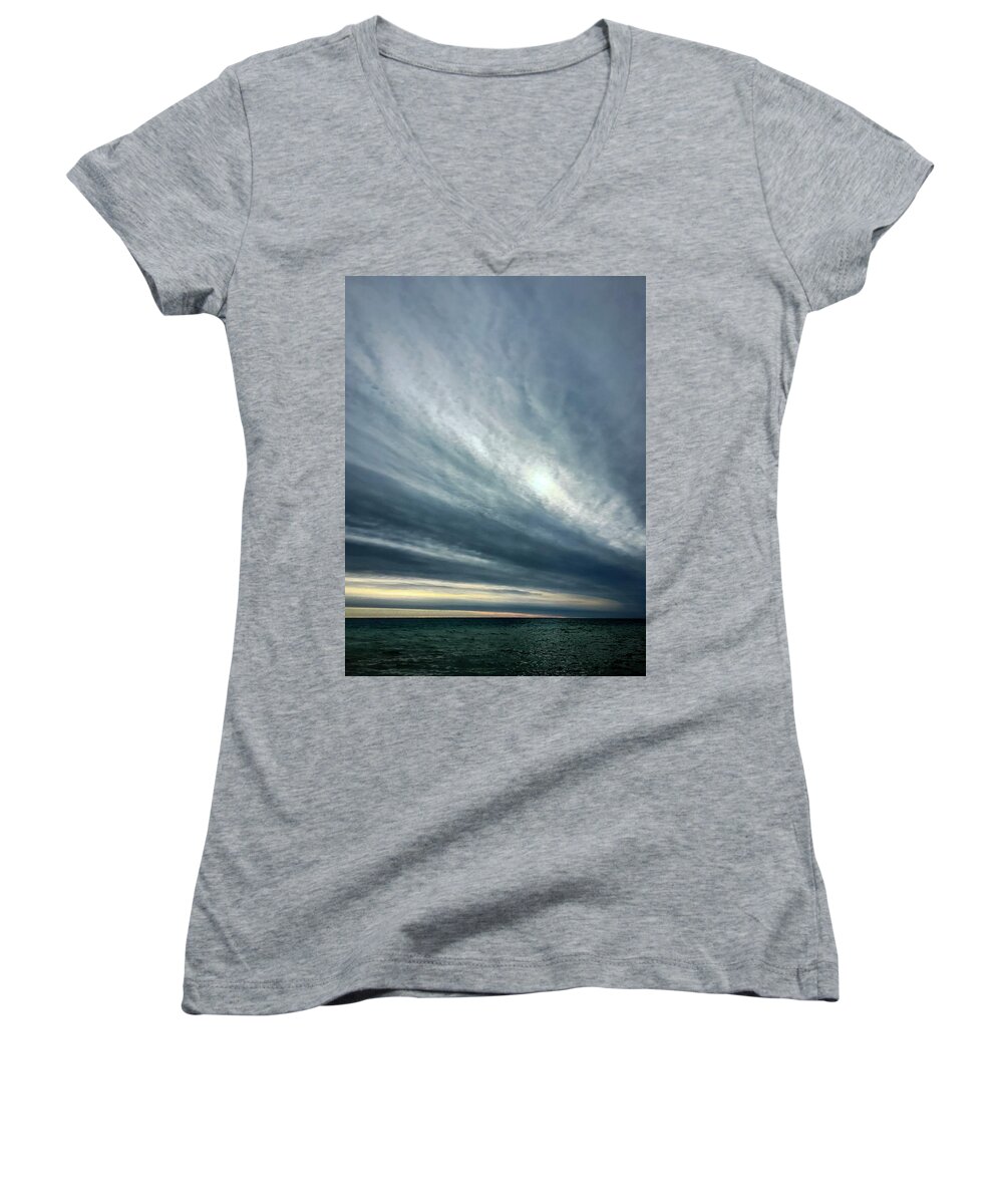 Lake Women's V-Neck featuring the photograph Sweep by Terri Hart-Ellis