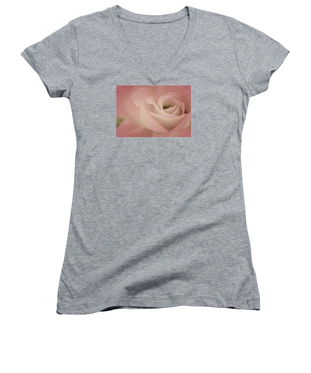 Pastel Colored Rose Women's V-Neck featuring the photograph Sweet Loving Spirit by The Art Of Marilyn Ridoutt-Greene