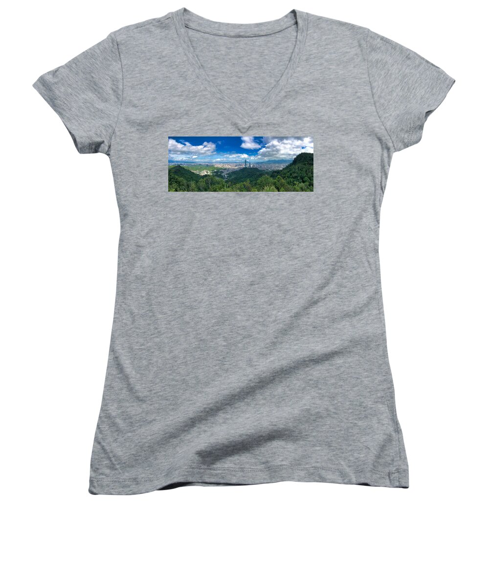 Taipei Women's V-Neck featuring the photograph Taipei Panorama by Brian Eberly