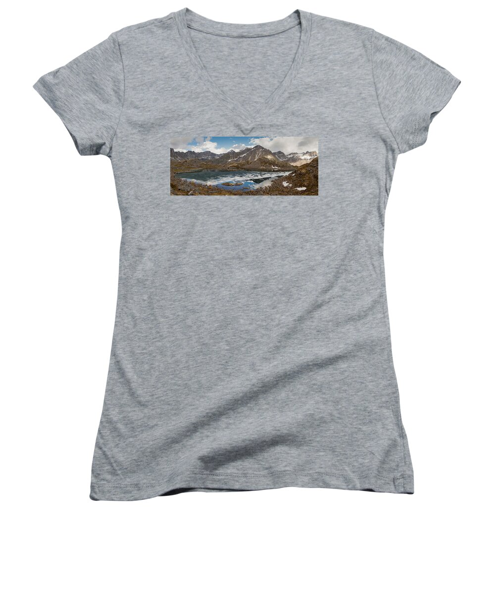 Alaska Women's V-Neck featuring the photograph Talkeetna Mountains Panorama by Scott Slone