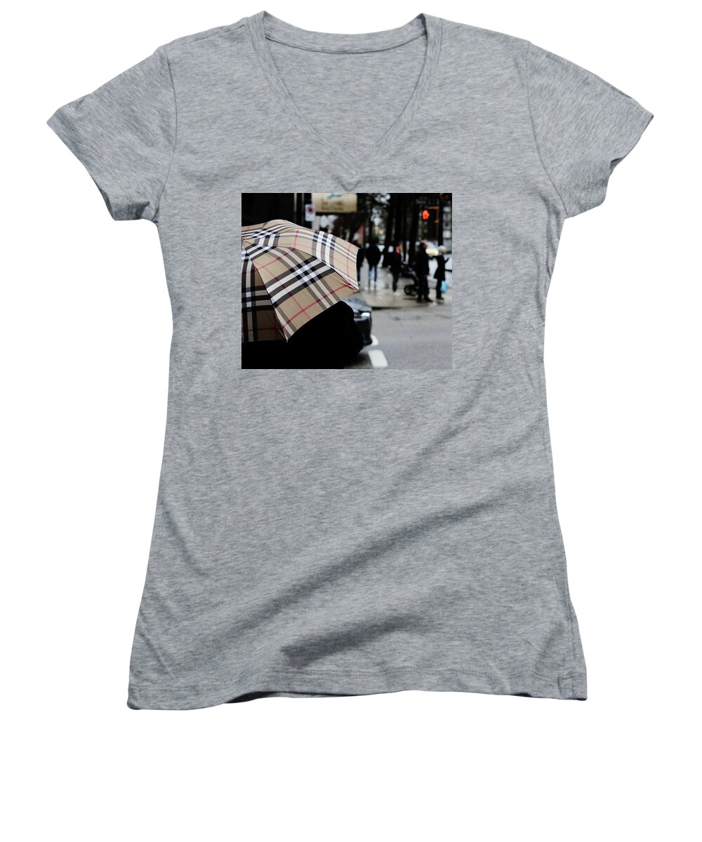 Street Photography Women's V-Neck featuring the photograph Tap me on the shoulder by J C