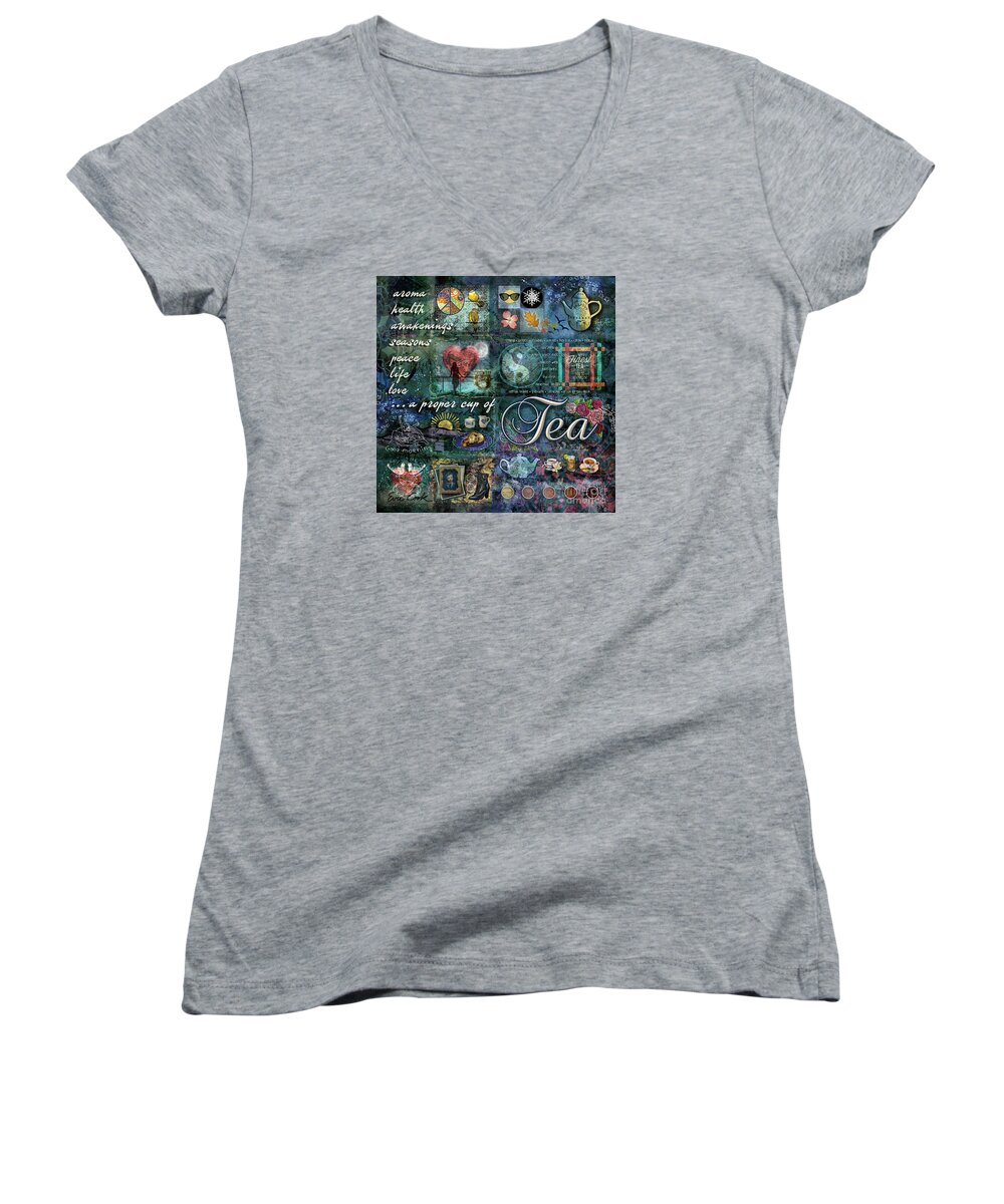 Tea Women's V-Neck featuring the digital art Tea by Evie Cook