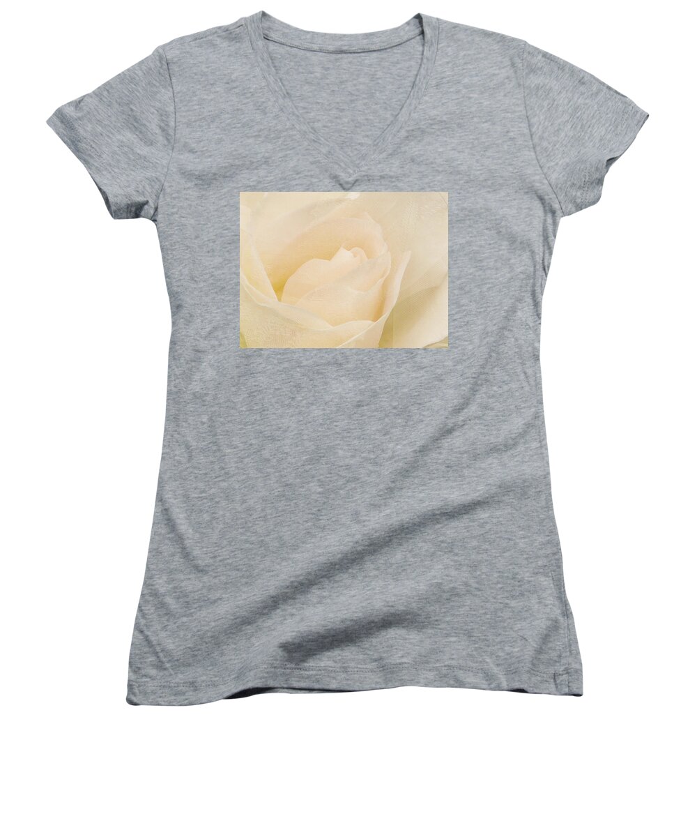 Rose Women's V-Neck featuring the photograph Textured Pastel Rose by Blair Wainman