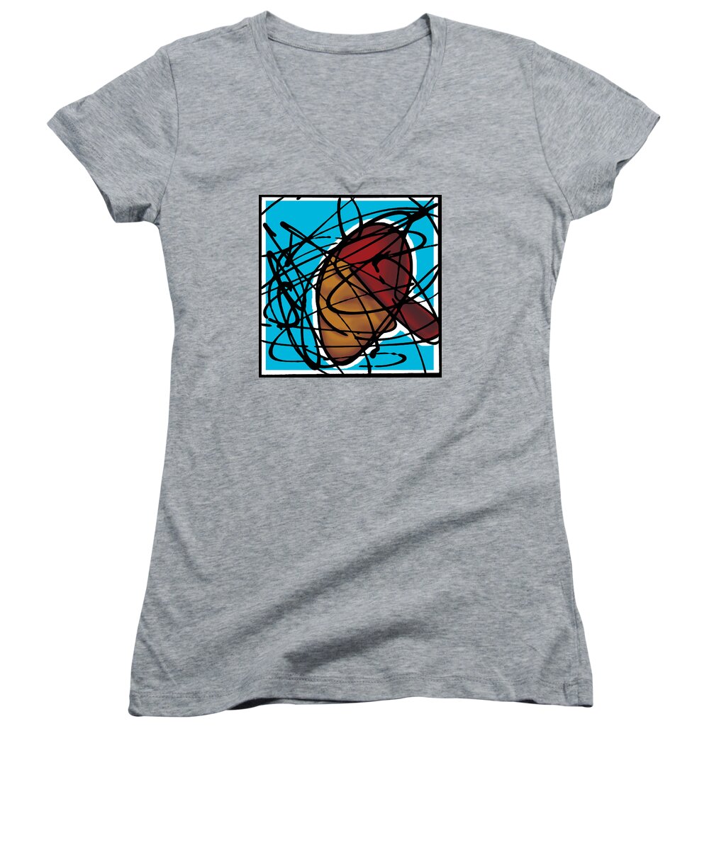 Abstract Women's V-Neck featuring the painting The B-Boy As Icon by Ismael Cavazos