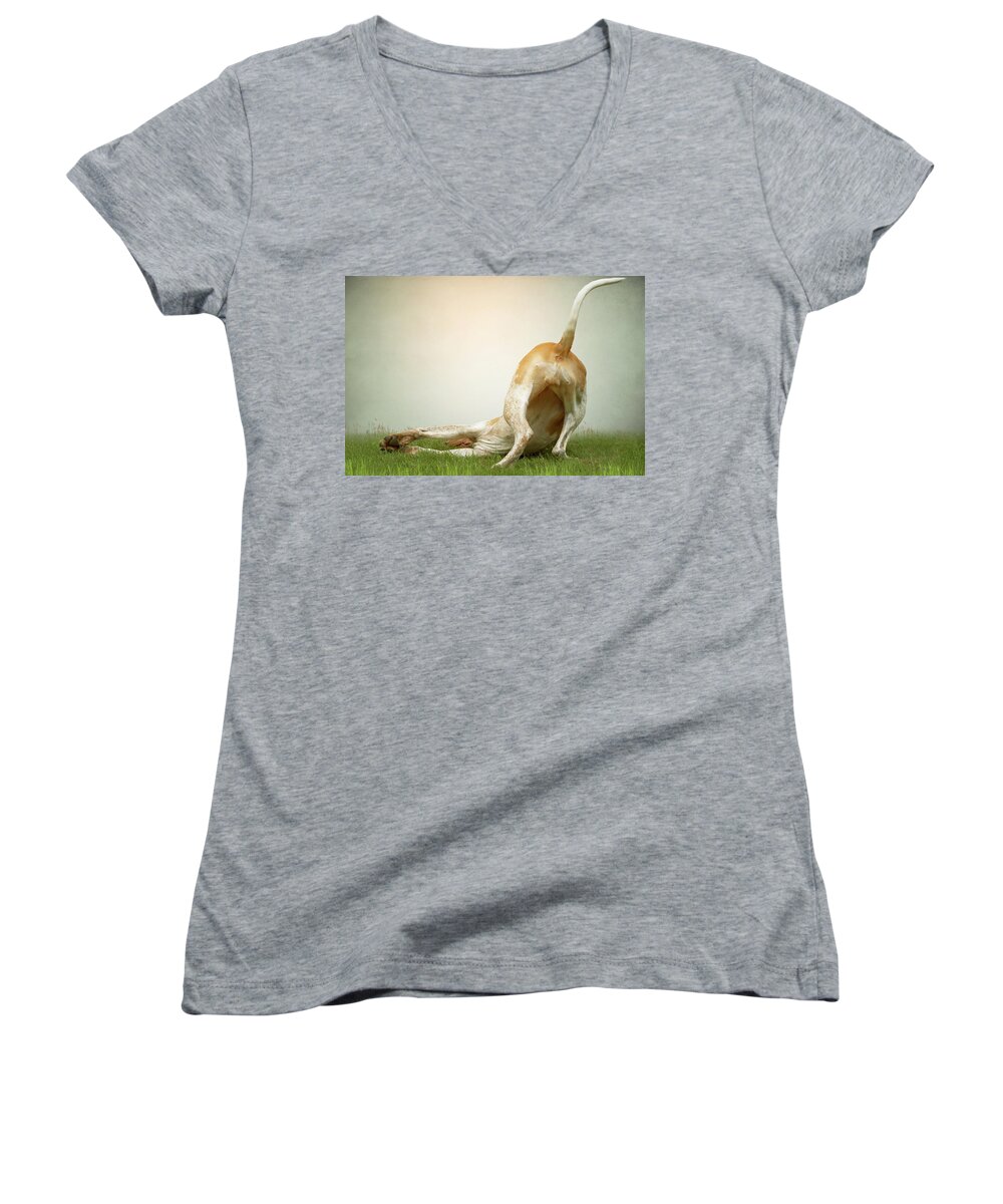 Dog Women's V-Neck featuring the photograph The Bottom Line by Ethiriel Photography