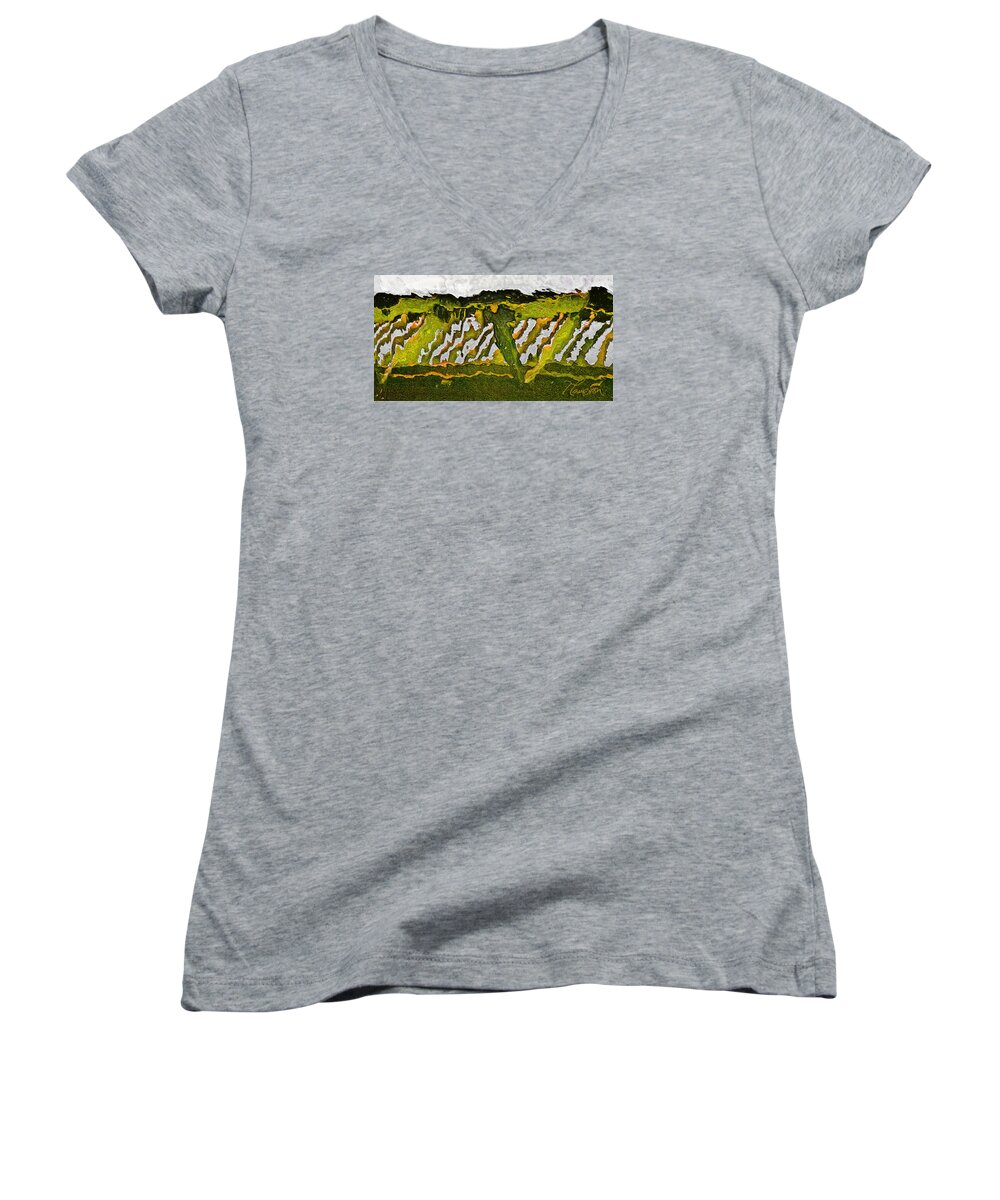 Abstract Women's V-Neck featuring the photograph The Bridge - Me to You by Tom Cameron