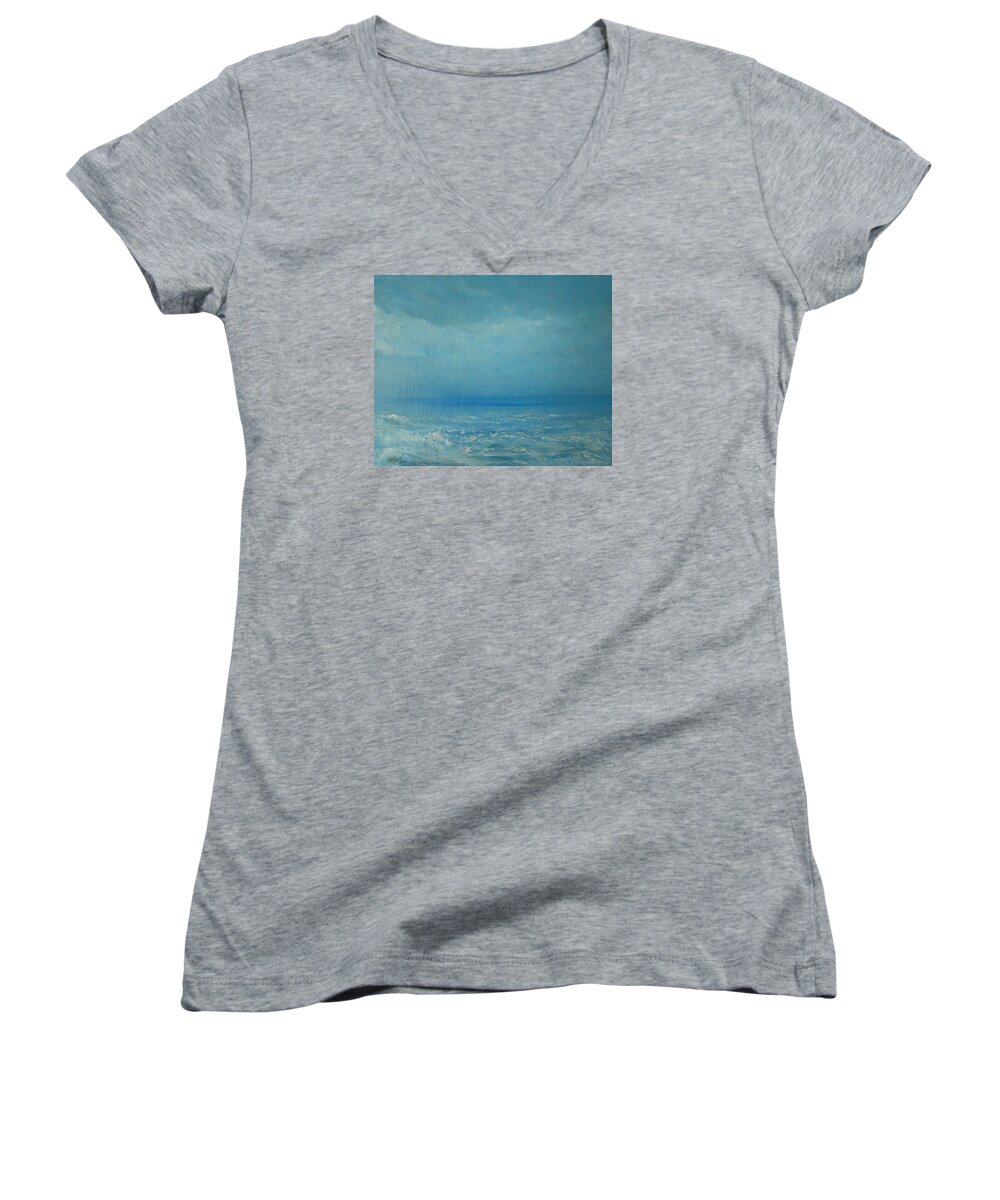 Seascape Women's V-Neck featuring the painting The Calm Before The Storm by Jane See