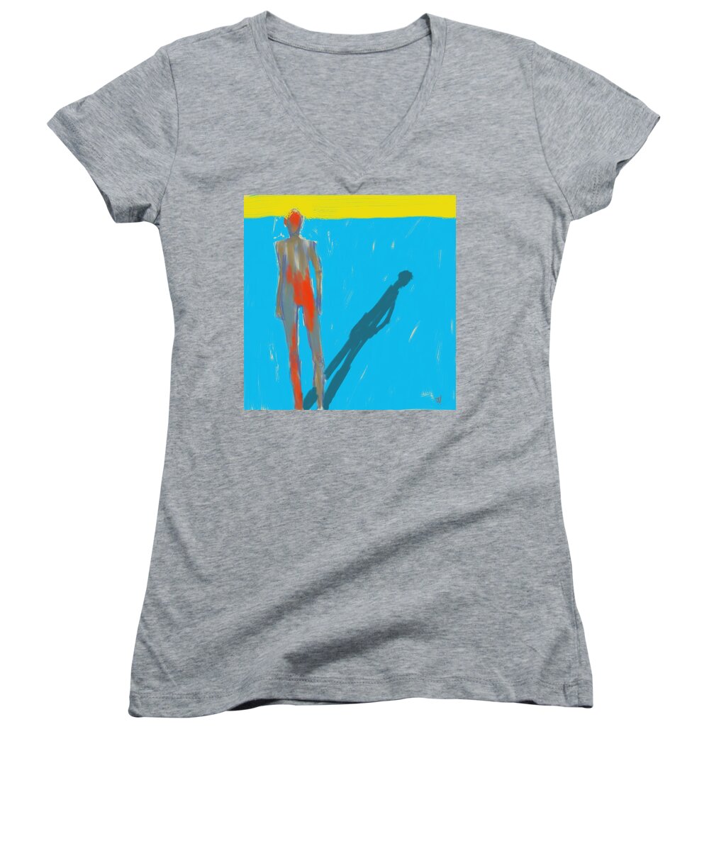 Igure Women's V-Neck featuring the painting The Cast Shadow by Jim Vance