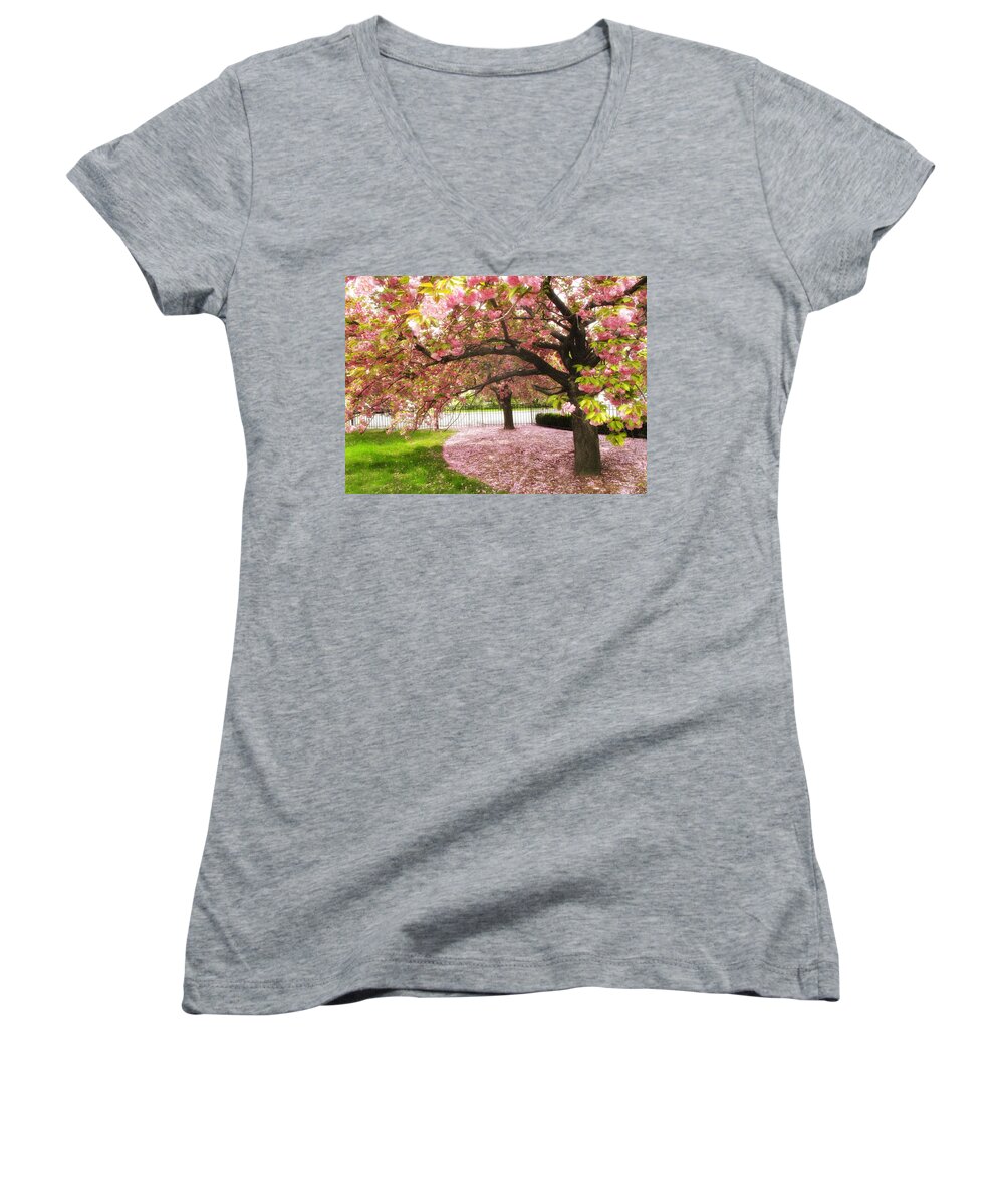 Spring Women's V-Neck featuring the photograph The Cherry Tree by Jessica Jenney