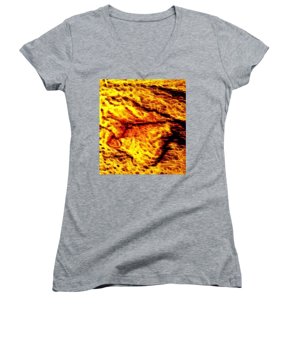 Eagle Women's V-Neck featuring the digital art The Eagle is Angry by Gina Callaghan