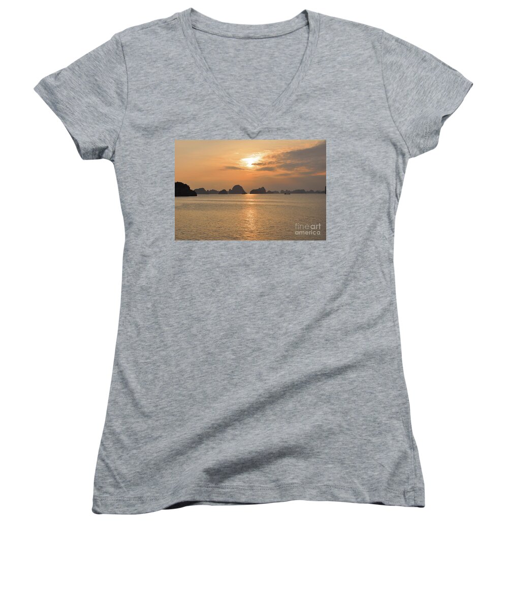 The Edge Of The World Women's V-Neck featuring the photograph The Edge of the World by Josephine Cohn