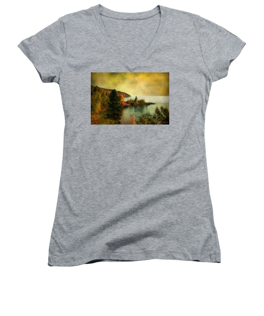 Landscape Women's V-Neck featuring the painting The Magic Hour by RC DeWinter