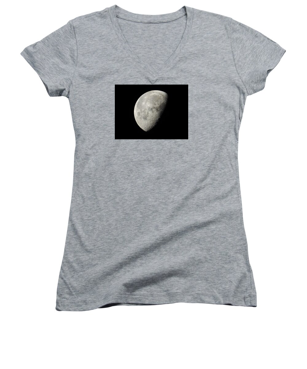 Moon Women's V-Neck featuring the photograph The moon by Tin Lung Chao