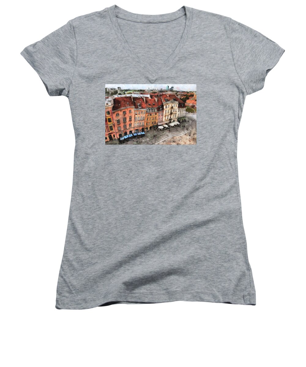  Women's V-Neck featuring the photograph Old Town in Warsaw # 20 by Aleksander Rotner