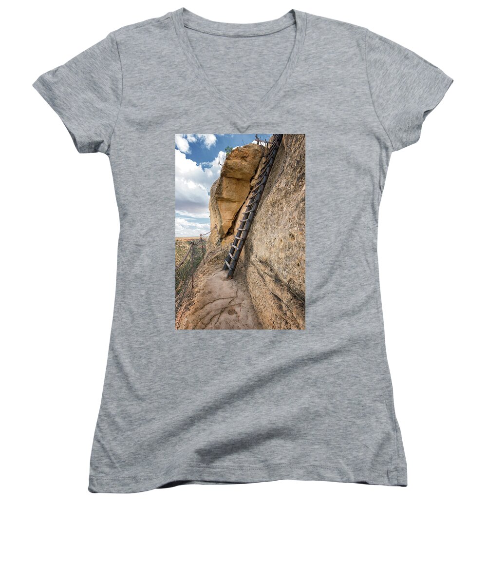 Ancient Ruins Women's V-Neck featuring the photograph The Only Way Out by Victor Culpepper