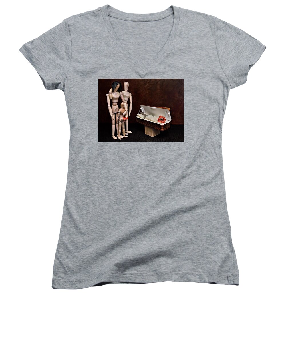 Wood Women's V-Neck featuring the photograph The Passing Of Grandpa Woody by Mark Fuller
