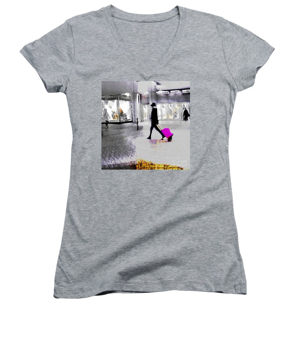 Pink Women's V-Neck featuring the photograph The Pink Bag by LemonArt Photography