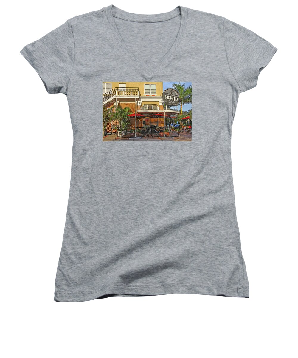 Ponce De Leon Hotel Women's V-Neck featuring the photograph The Ponce De Leon Hotel by HH Photography of Florida