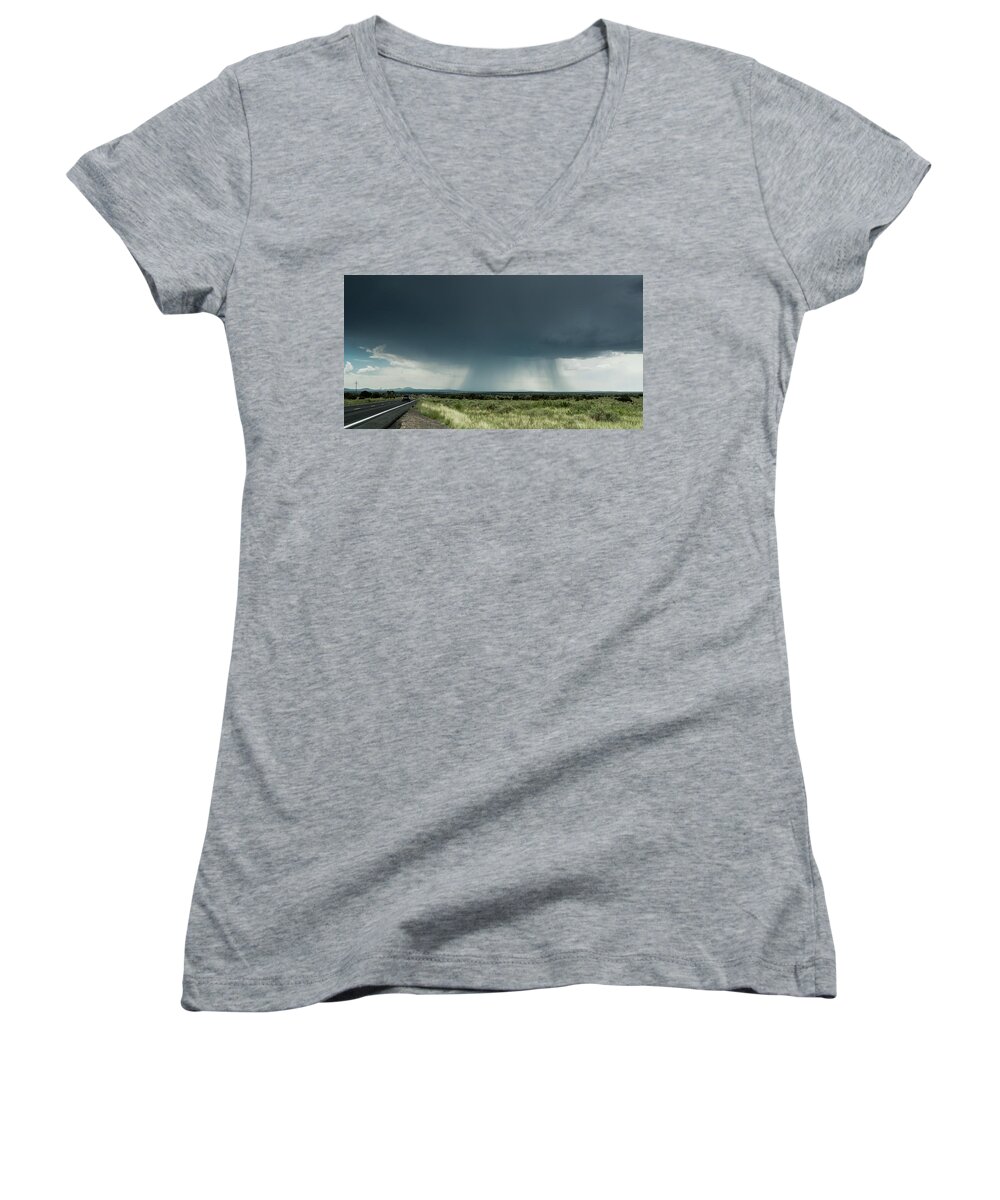 Grand Canyon Women's V-Neck featuring the photograph The Rain Storm by Nick Mares