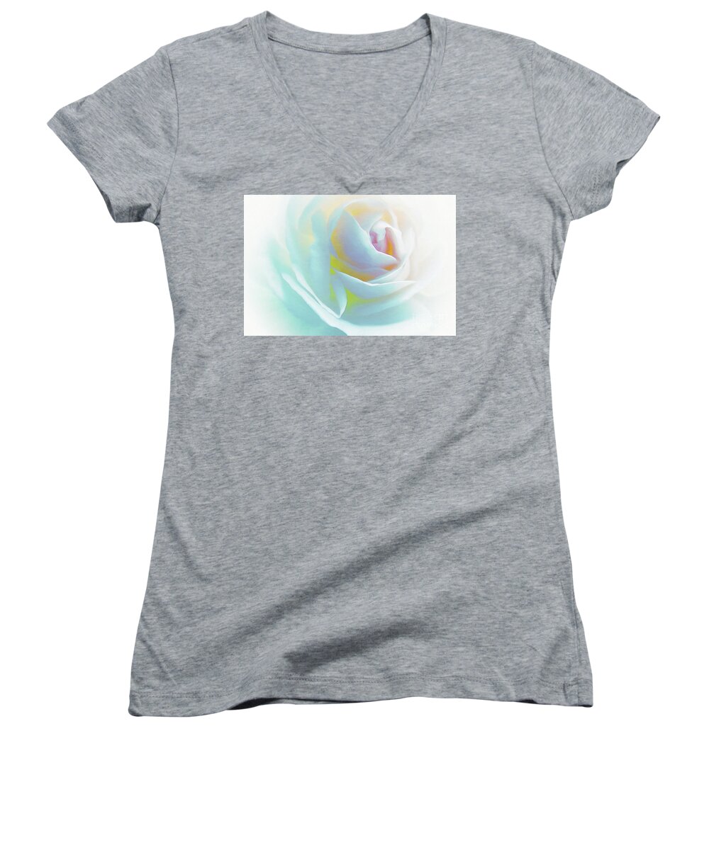 Flowers-abstract Art Women's V-Neck featuring the photograph The Rose by Scott Cameron by Scott Cameron