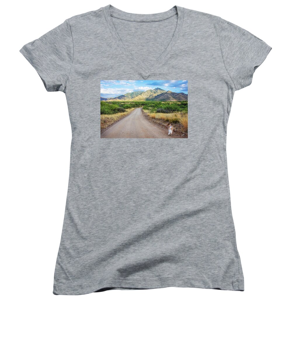 Mountains Women's V-Neck featuring the photograph The Santa Ritas by Barbara Manis