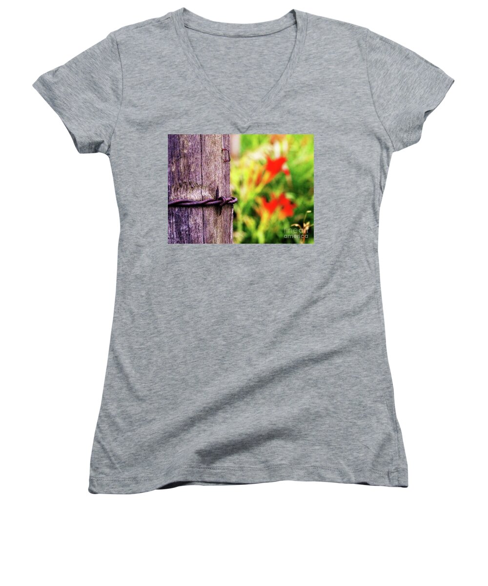 Old Post Women's V-Neck featuring the photograph The Staple by J L Zarek