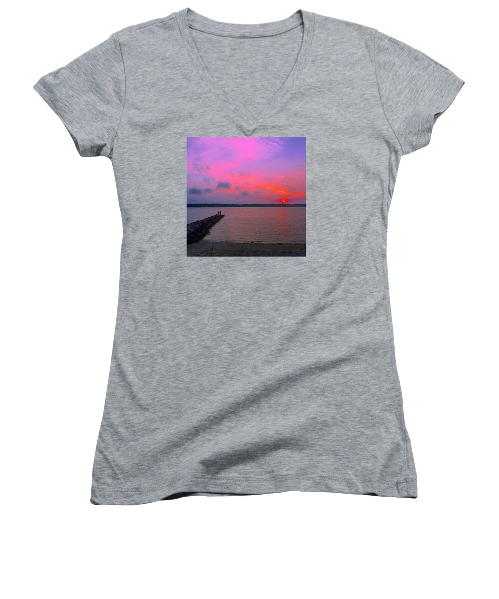 Sky Women's V-Neck featuring the photograph Sailors Delight by Kate Arsenault 
