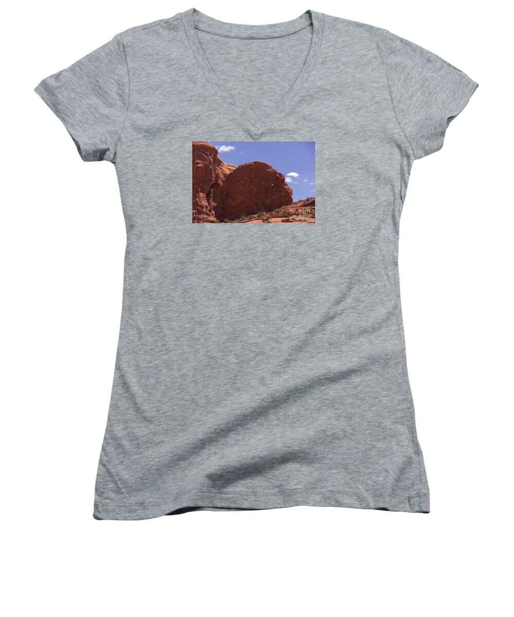 Rock Women's V-Neck featuring the photograph The Thing by Louise Magno