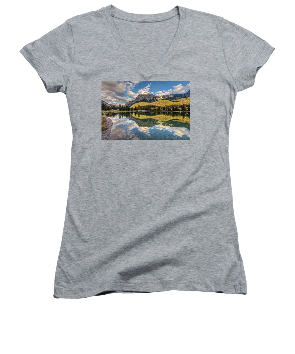 Field Women's V-Neck featuring the photograph The Town of Field in British Columbia by Pierre Leclerc Photography