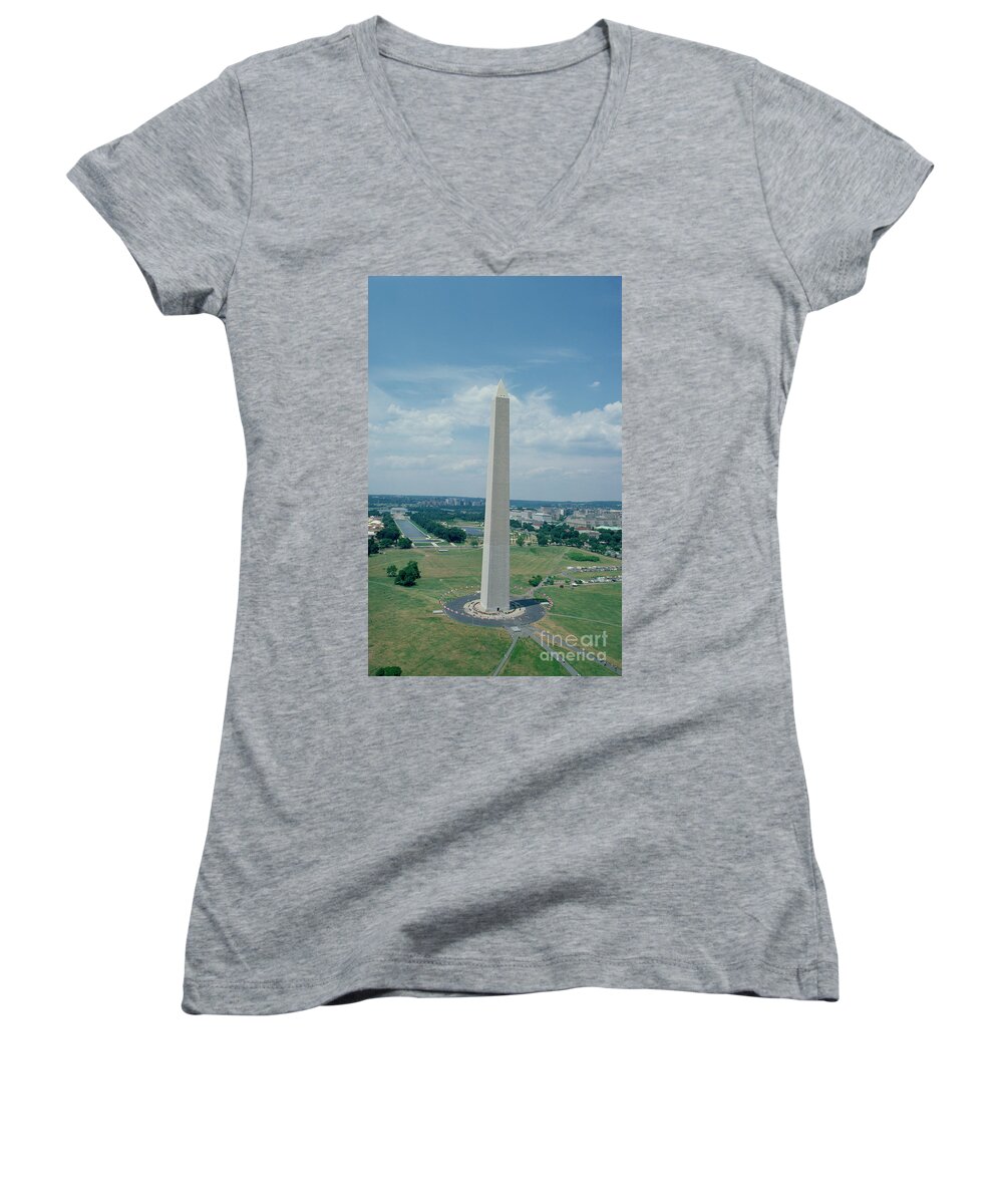The Women's V-Neck featuring the photograph The Washington Monument by American School