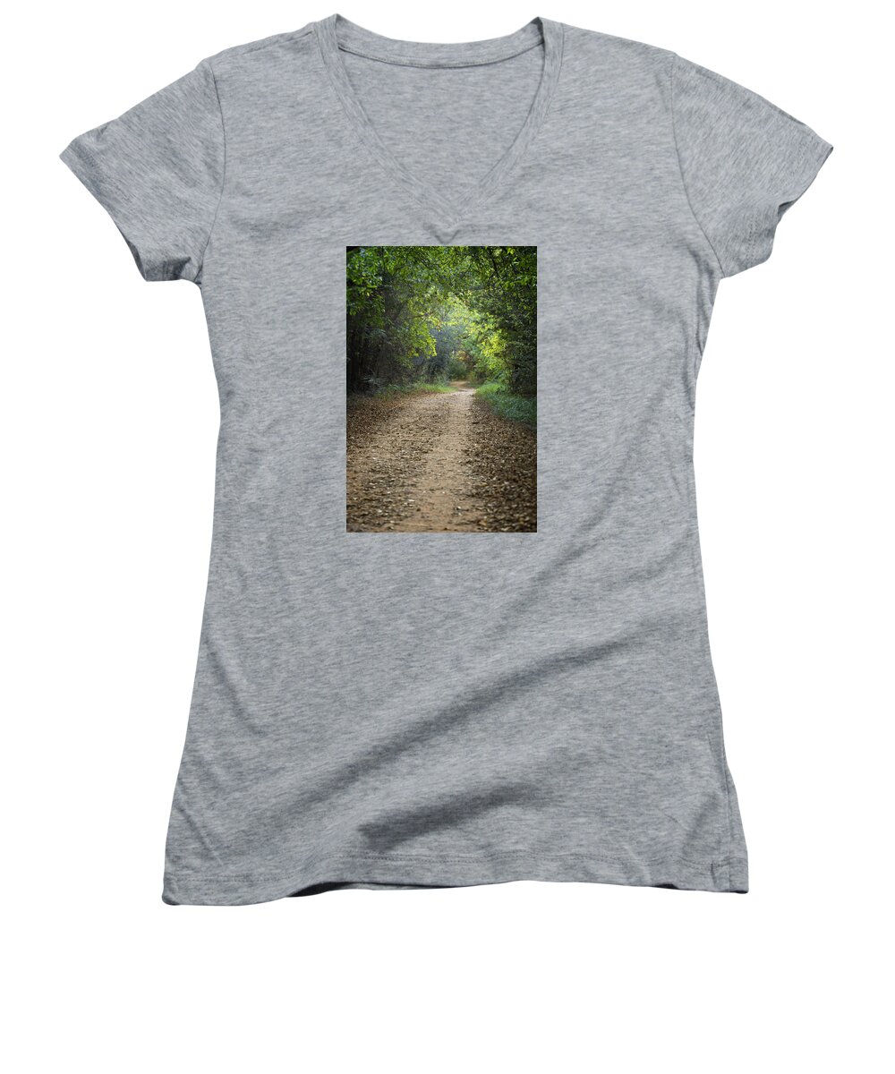 Path Women's V-Neck featuring the photograph The Winding Path by Ricky Barnard
