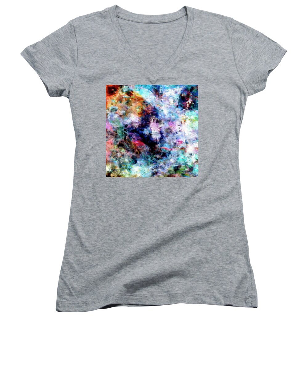 Abstract Women's V-Neck featuring the painting Third Bardo by Dominic Piperata
