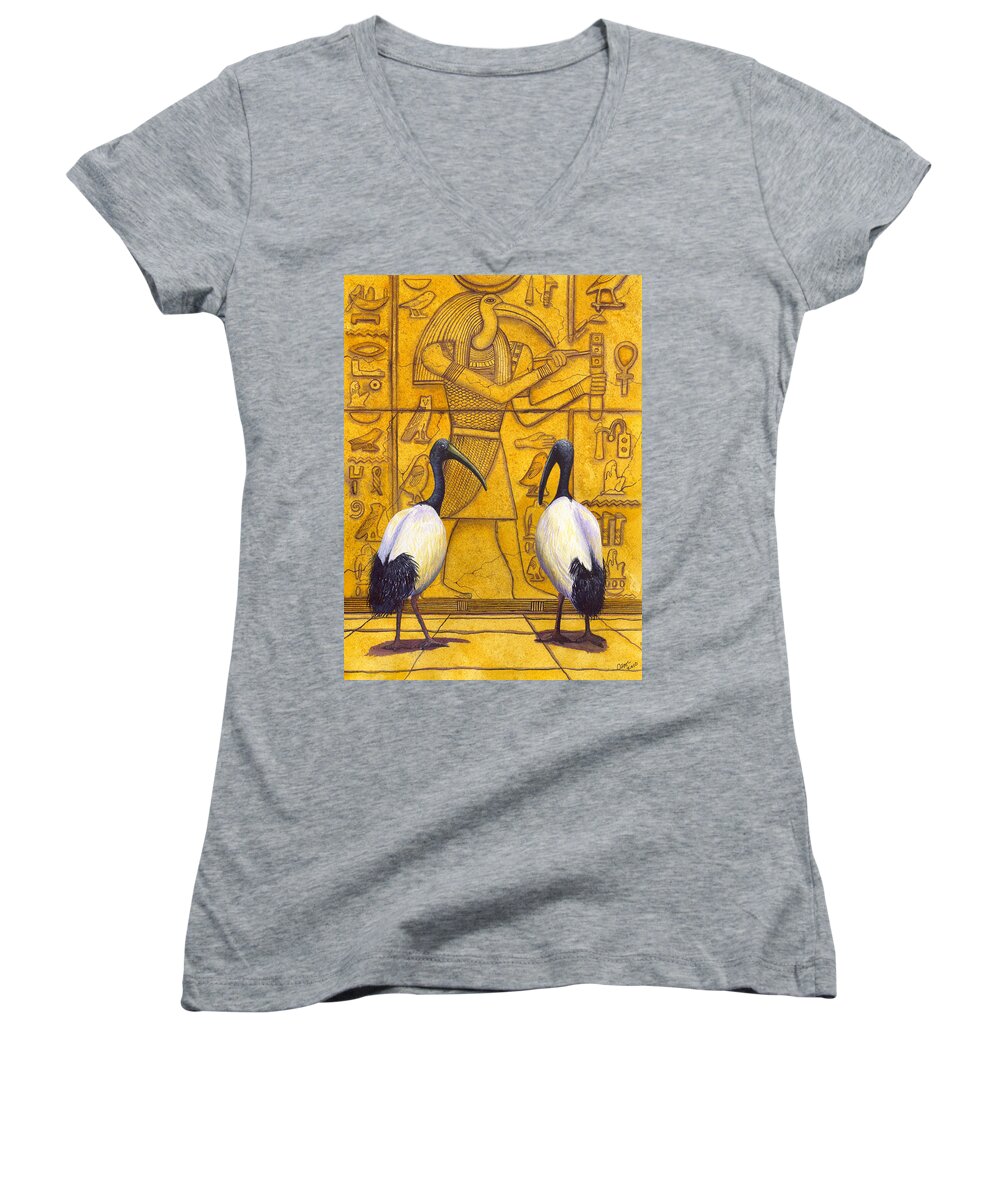 Ibis Women's V-Neck featuring the painting Thoth by Catherine G McElroy