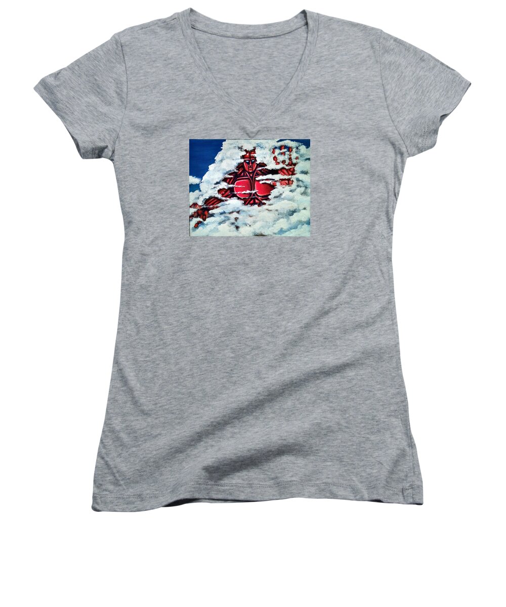 Titan Women's V-Neck featuring the painting Titan by Chris Benice