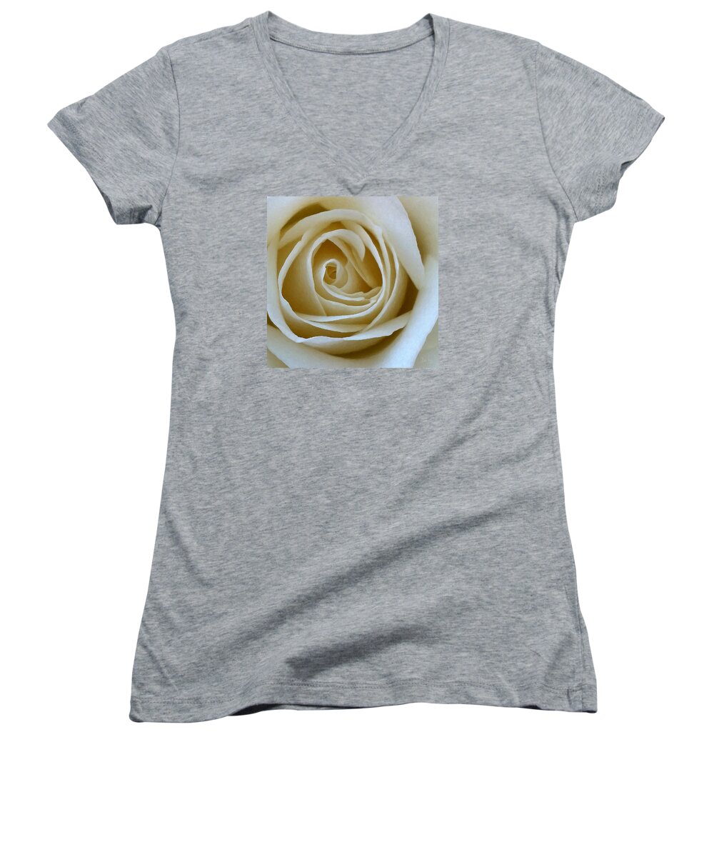 Rose Women's V-Neck featuring the photograph To the Heart of the Rose by Julian Perry